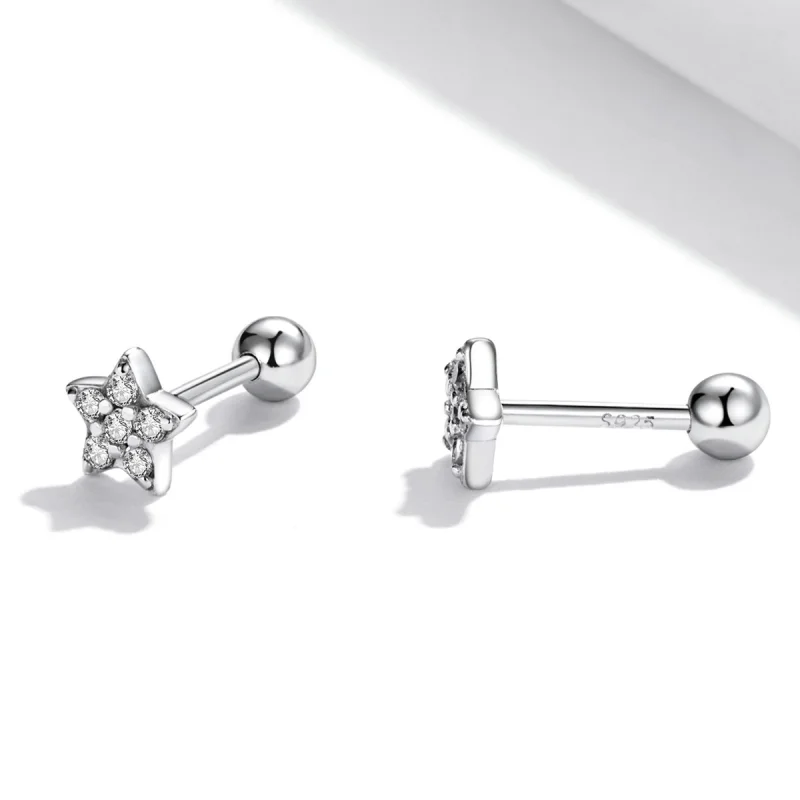 (imagem para) Pandora Style Shining Star Stud Earrings - SCE1297 - Visualizar 3