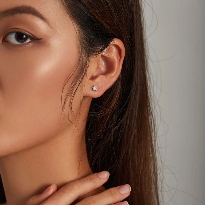 (imagem para) Pandora Style Shining Star Stud Earrings - SCE1297 - Visualizar 5