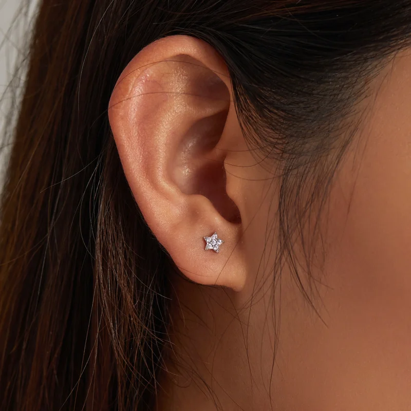 (imagem para) Pandora Style Shining Star Stud Earrings - SCE1297 - Visualizar 6