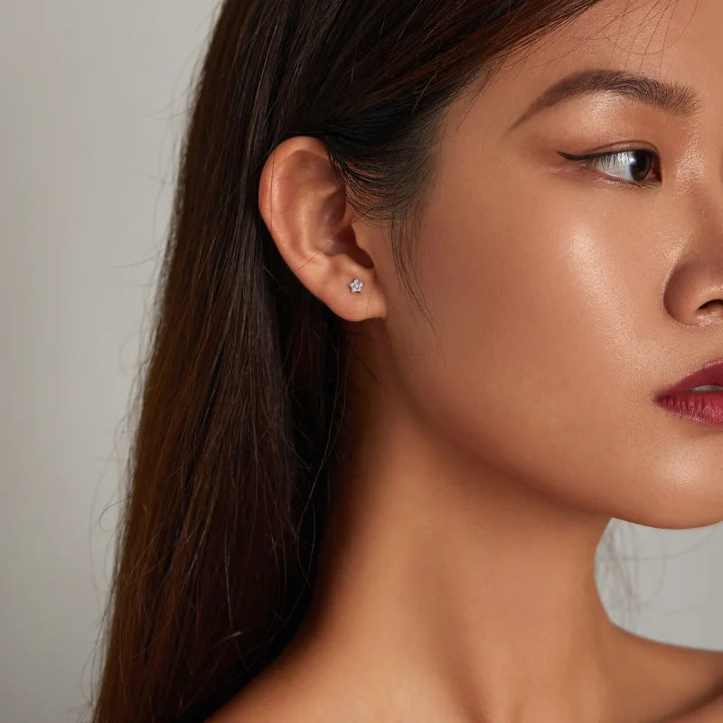 (imagem para) Pandora Style Shining Star Stud Earrings - SCE1297 - Visualizar 7