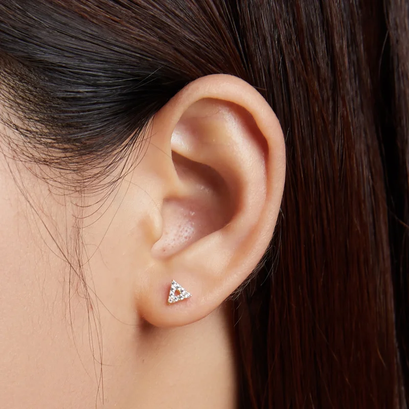 (imagem para) Pandora Style Shining Triangle Stud Earrings - SCE1220 - Visualizar 3