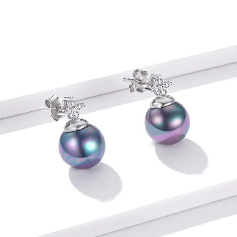 (imagem para) Pandora Style Shiny Beads Stud Earrings - BSE498 - Visualizar 3