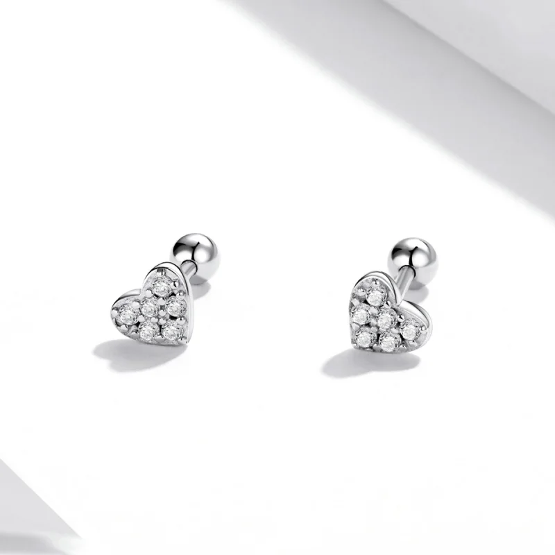 (imagem para) Pandora Style Simple Love Stud Earrings - SCE1298 - Visualizar 2
