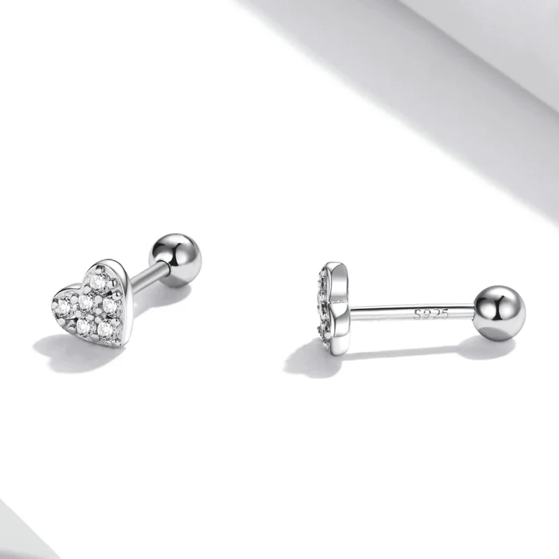 (imagem para) Pandora Style Simple Love Stud Earrings - SCE1298 - Visualizar 3