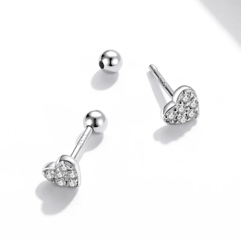 (imagem para) Pandora Style Simple Love Stud Earrings - SCE1298 - Visualizar 4
