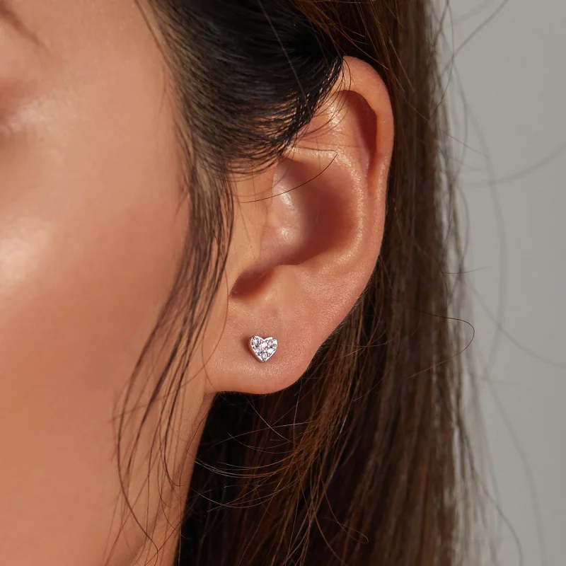 (imagem para) Pandora Style Simple Love Stud Earrings - SCE1298 - Visualizar 5