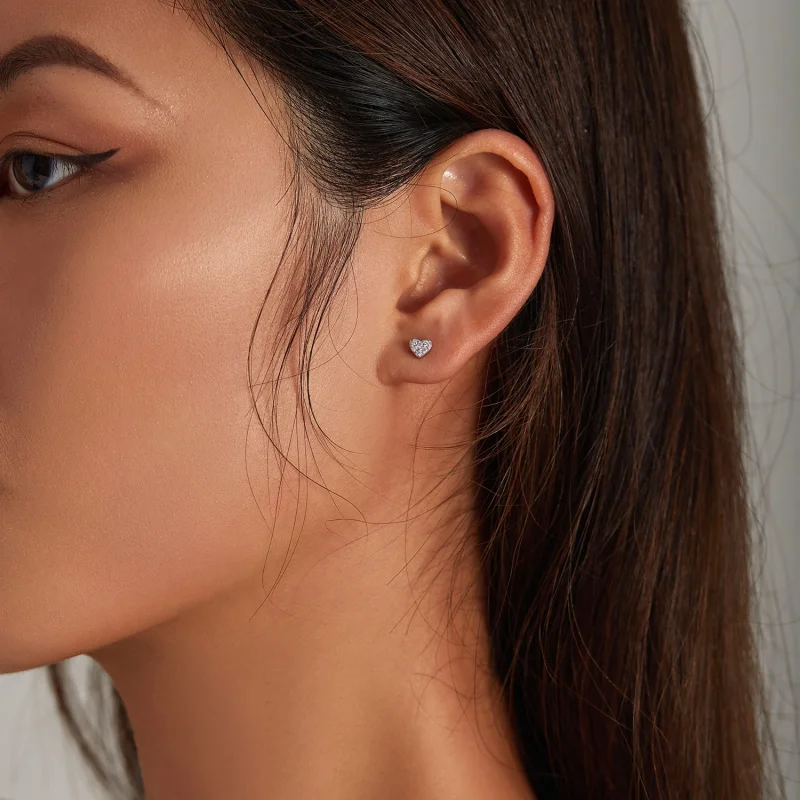 (imagem para) Pandora Style Simple Love Stud Earrings - SCE1298 - Visualizar 6