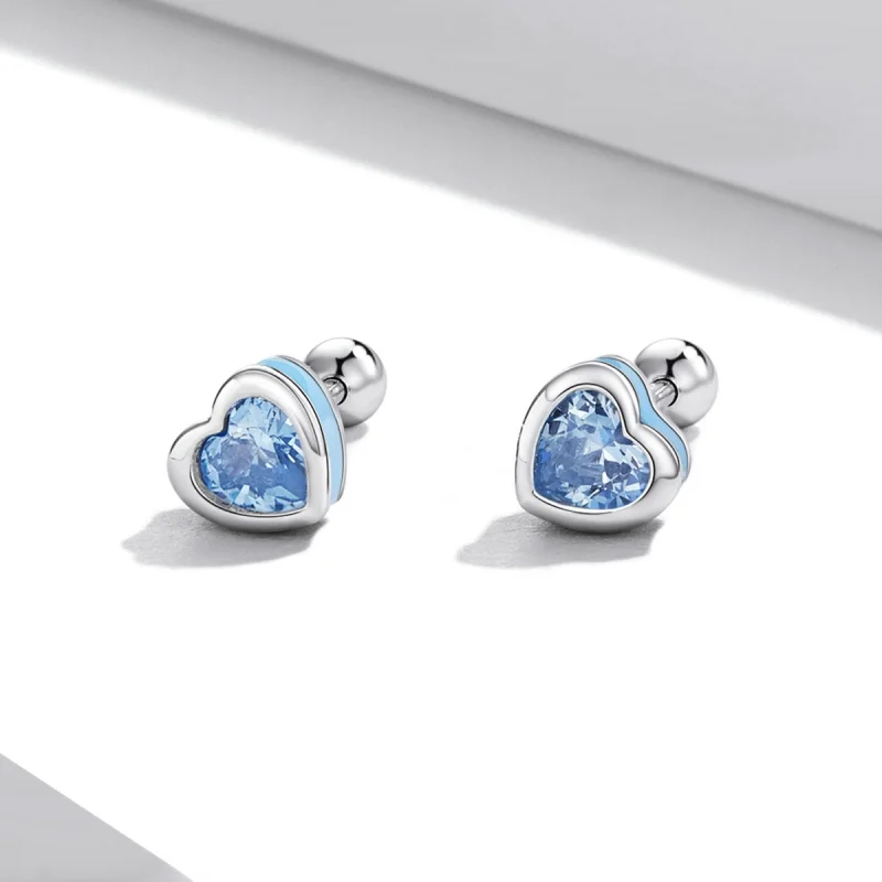 (imagem para) Pandora Style Simple Love Stud Earrings - SCE1352-LB - Visualizar 2