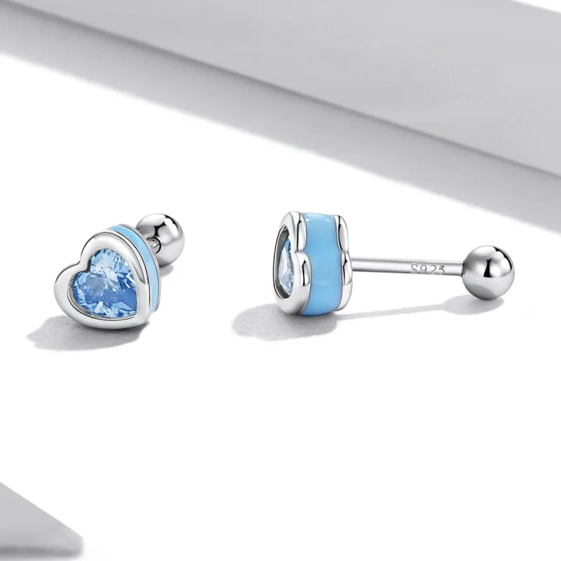 (imagem para) Pandora Style Simple Love Stud Earrings - SCE1352-LB - Visualizar 3