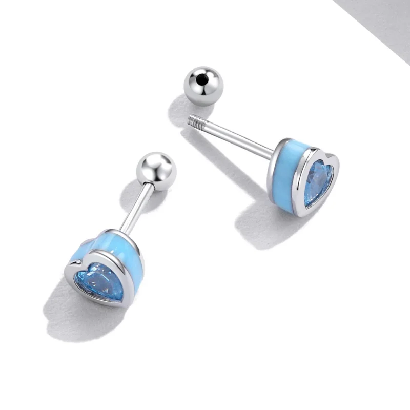 (imagem para) Pandora Style Simple Love Stud Earrings - SCE1352-LB - Visualizar 4