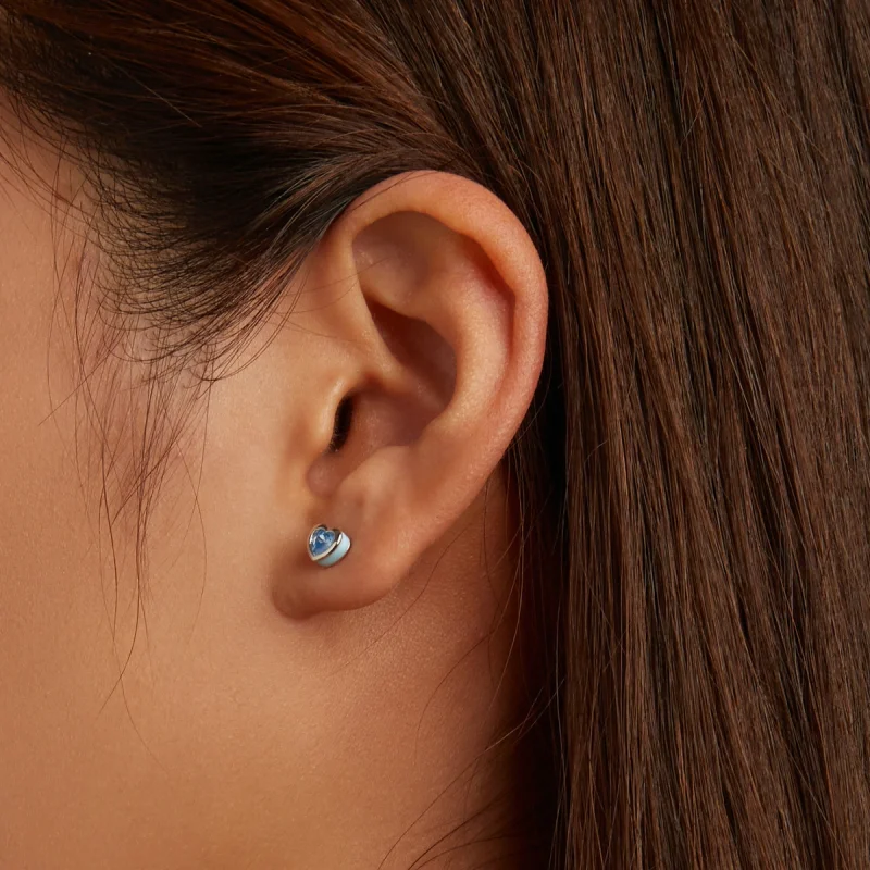 (imagem para) Pandora Style Simple Love Stud Earrings - SCE1352-LB - Visualizar 7