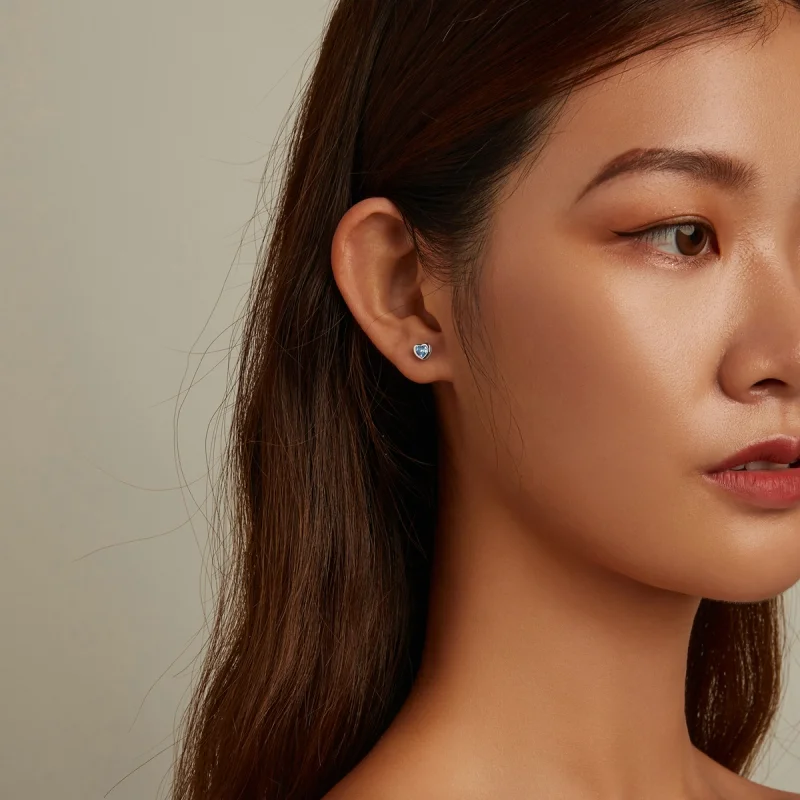 (imagem para) Pandora Style Simple Love Stud Earrings - SCE1352-LB - Visualizar 8