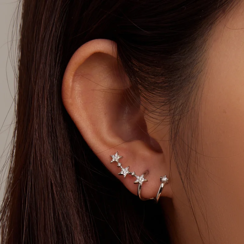 (imagem para) Pandora Style Star Stud Earrings - BSE700 - Visualizar 5
