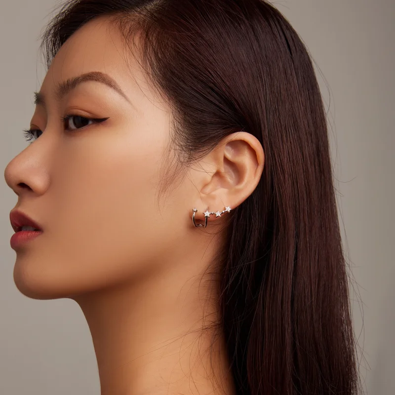 (imagem para) Pandora Style Star Stud Earrings - BSE700 - Visualizar 7