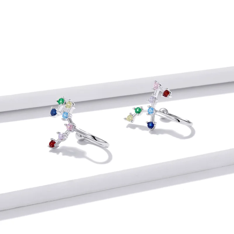 (imagem para) Pandora Style Star Track Stud Earrings - BSE457 - Visualizar 2