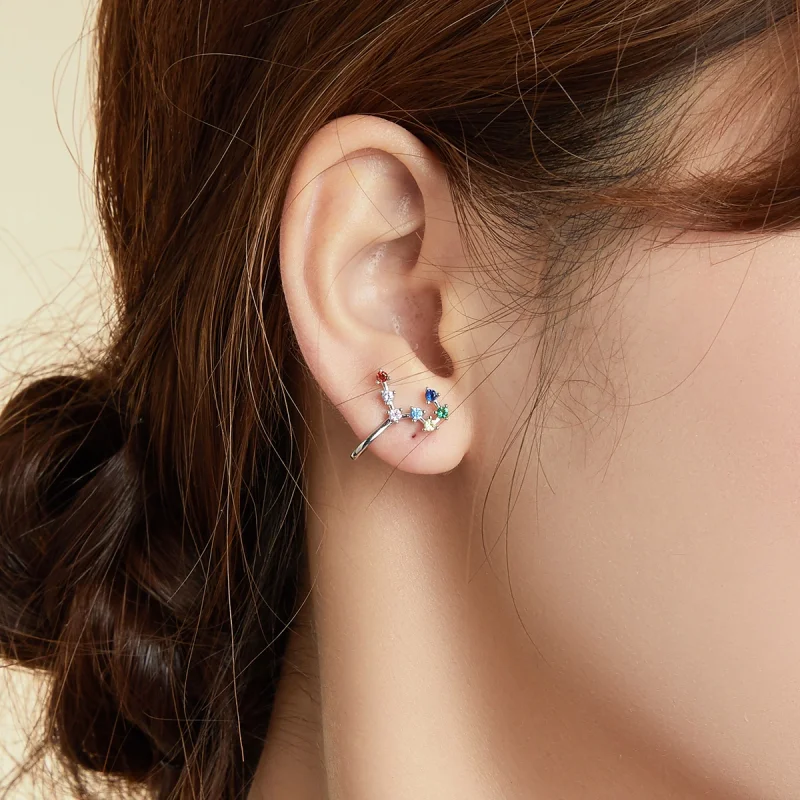 (imagem para) Pandora Style Star Track Stud Earrings - BSE457 - Visualizar 6