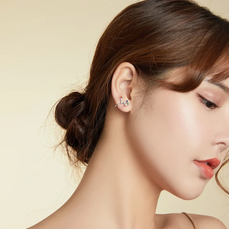 (imagem para) Pandora Style Star Track Stud Earrings - BSE457 - Visualizar 7