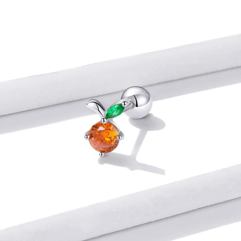 (imagem para) Pandora Style Summer Sweetheart - Orange Stud Earrings - BSE493 - Visualizar 2