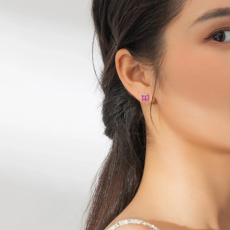 (imagem para) Pandora Style Tetris Stud Earrings - BSE365 - Visualizar 6