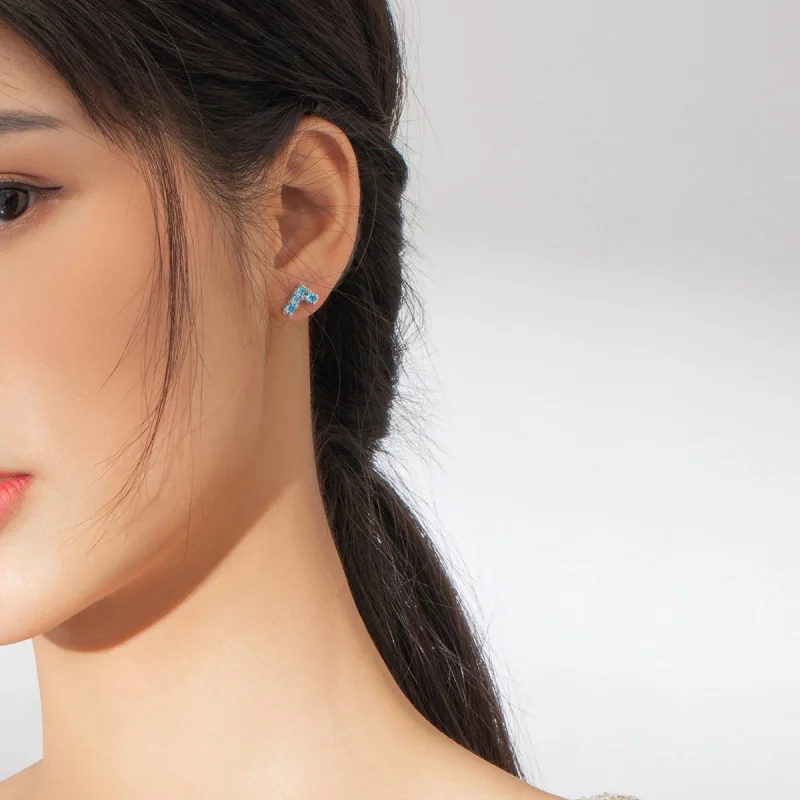 (imagem para) Pandora Style Tetris Stud Earrings - BSE365 - Visualizar 8