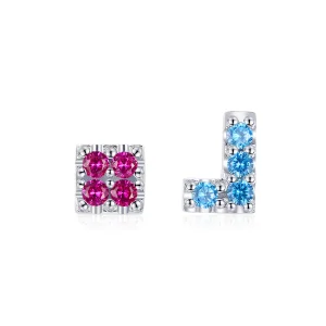 (imagem para) Pandora Style Tetris Stud Earrings - BSE365