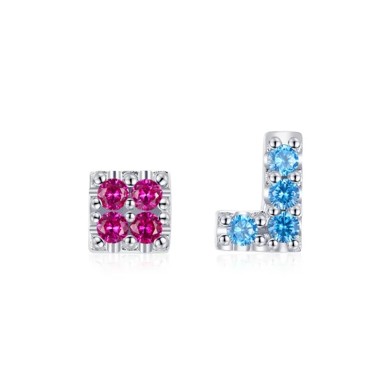 (imagem para) Pandora Style Tetris Stud Earrings - BSE365