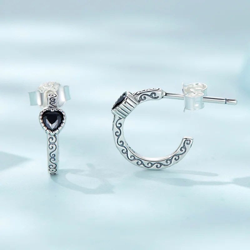 (imagem para) Pandora Style Vintage Black Zircon Stud Earrings - SCE1520 - Visualizar 3