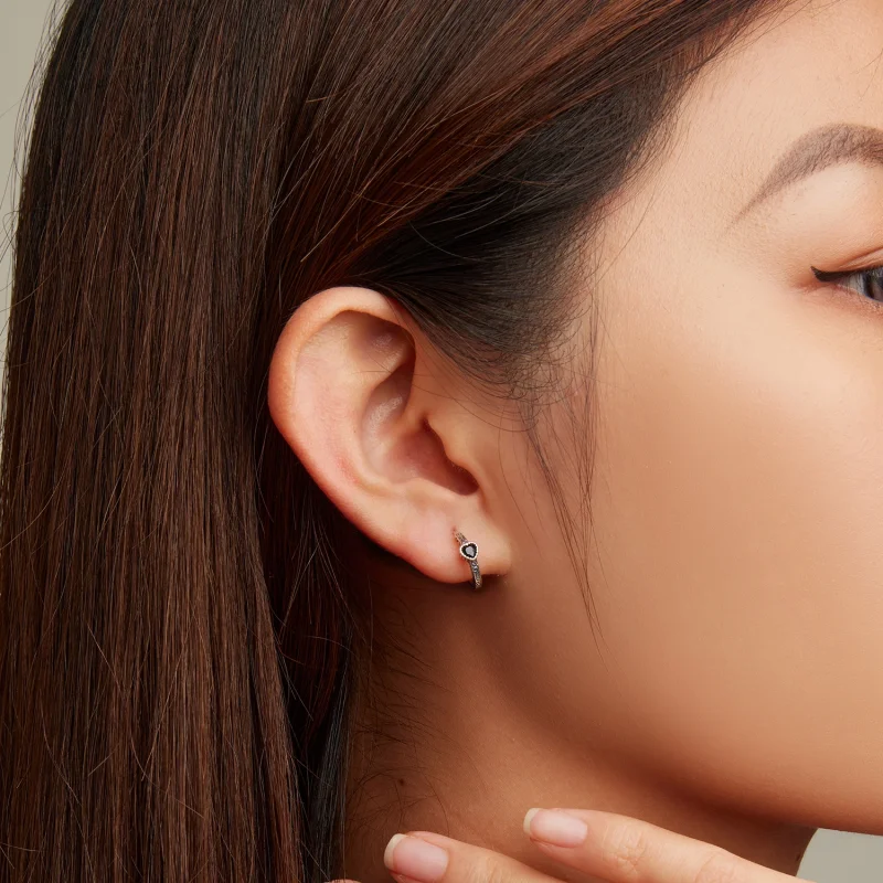 (imagem para) Pandora Style Vintage Black Zircon Stud Earrings - SCE1520 - Visualizar 5