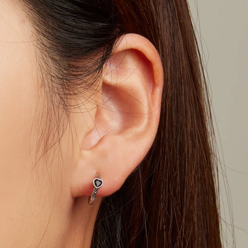 (imagem para) Pandora Style Vintage Black Zircon Stud Earrings - SCE1520 - Visualizar 6