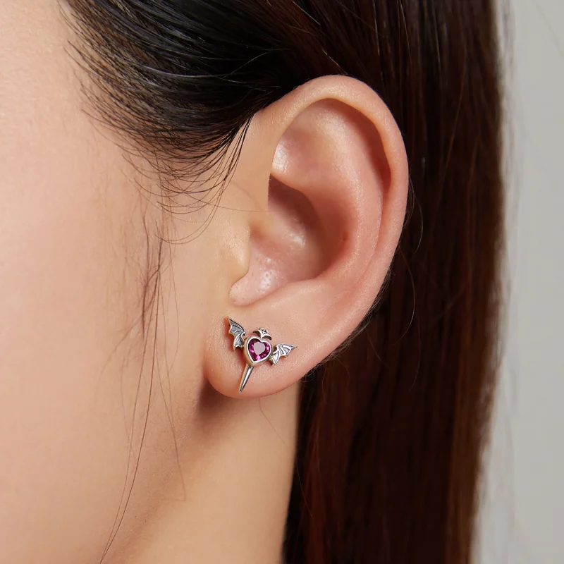(imagem para) Pandora Style Wings Love Stud Earrings - SCE1179 - Visualizar 5