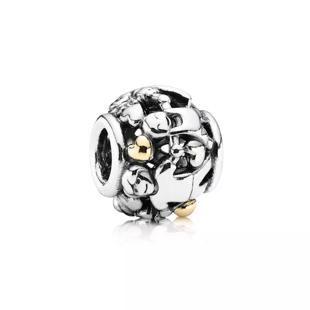 berloque familia pandora prata e ouro