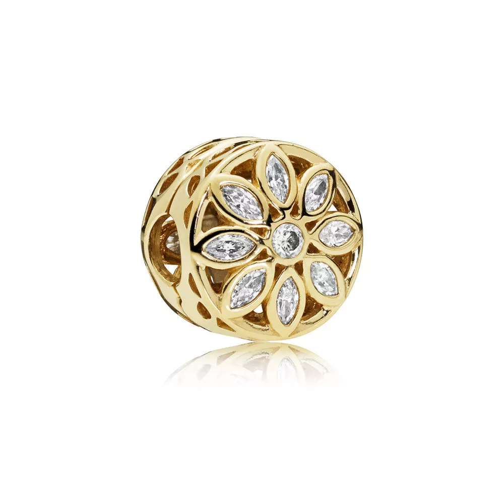 charm berloques pandora de ouro flor opulenta