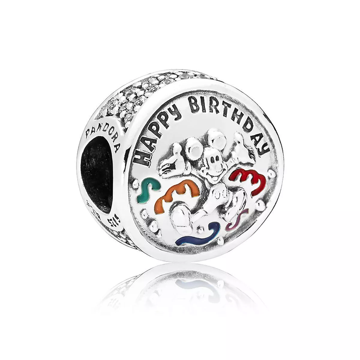 charm pandora de prata feliz aniversario de mickey mouse