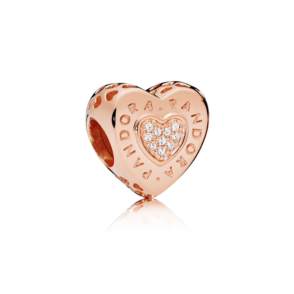 charm rosetm coração pandora signature 787375cz
