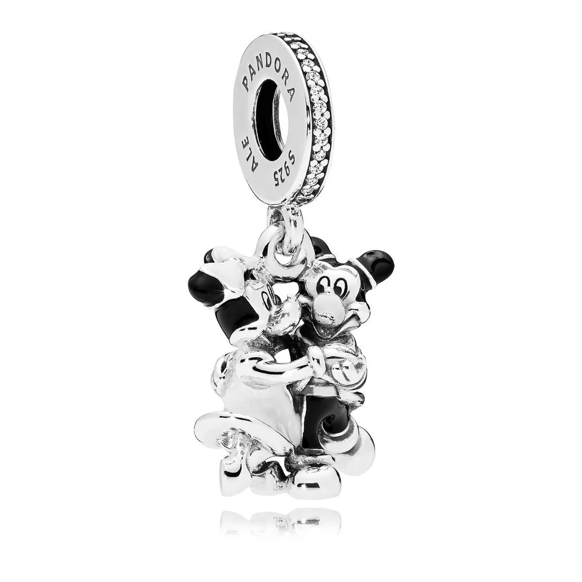 Pingente Pandora de prata Mickey e Minnie