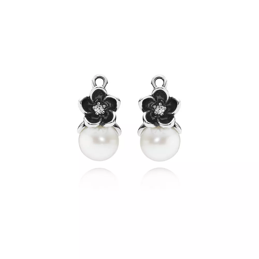 brinco pandora de prata floral dama da noite 290684p