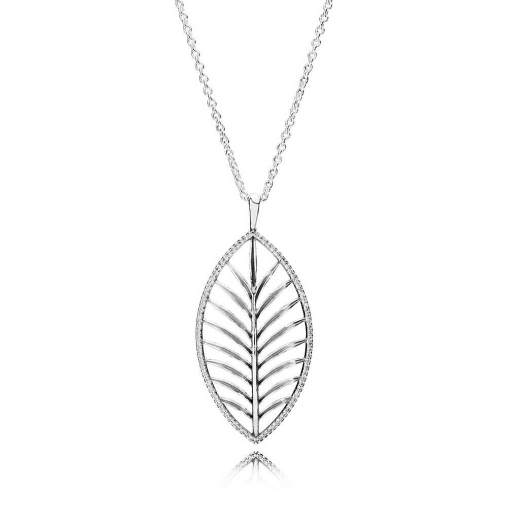 colar pandora de prata palma tropical