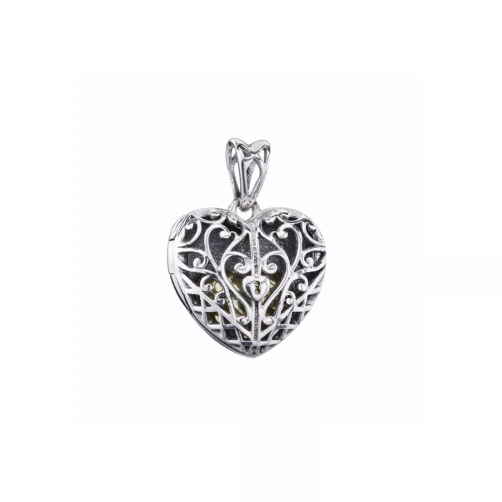 pendente pandora de prata coração vintage