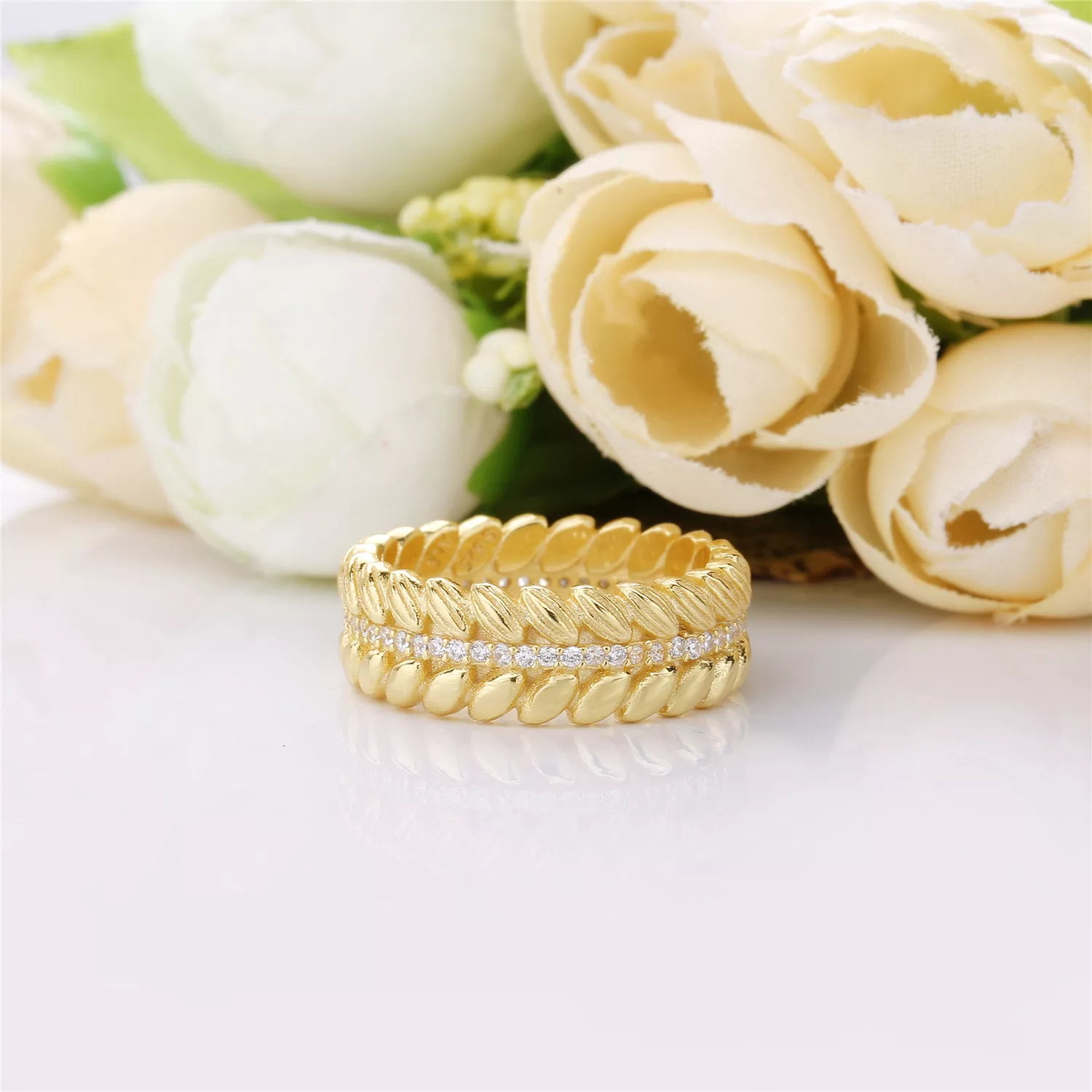 Anel PANDORA Shine Trigos Dourados - 167698CZ