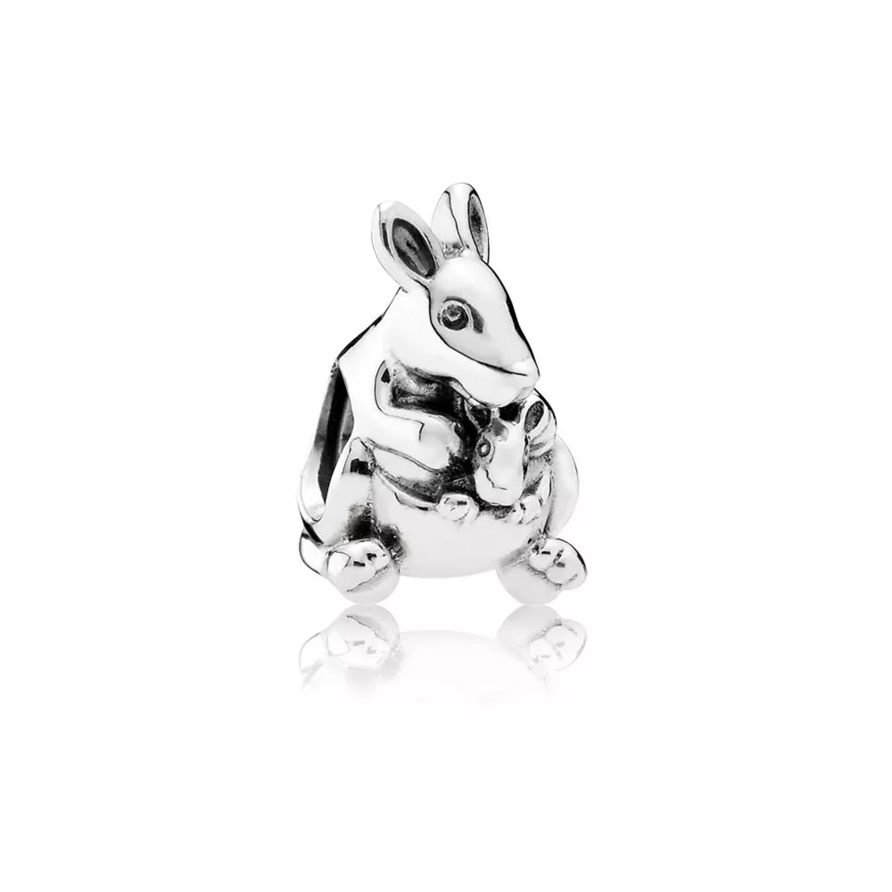 Charm berloques Pandora de prata Canguru e Bebê