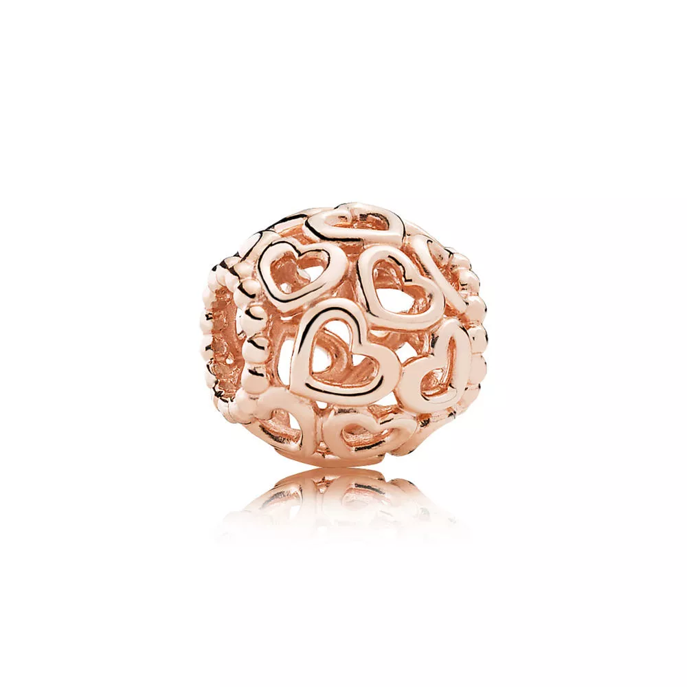 charm berloques pandora rose corações vazados 780964