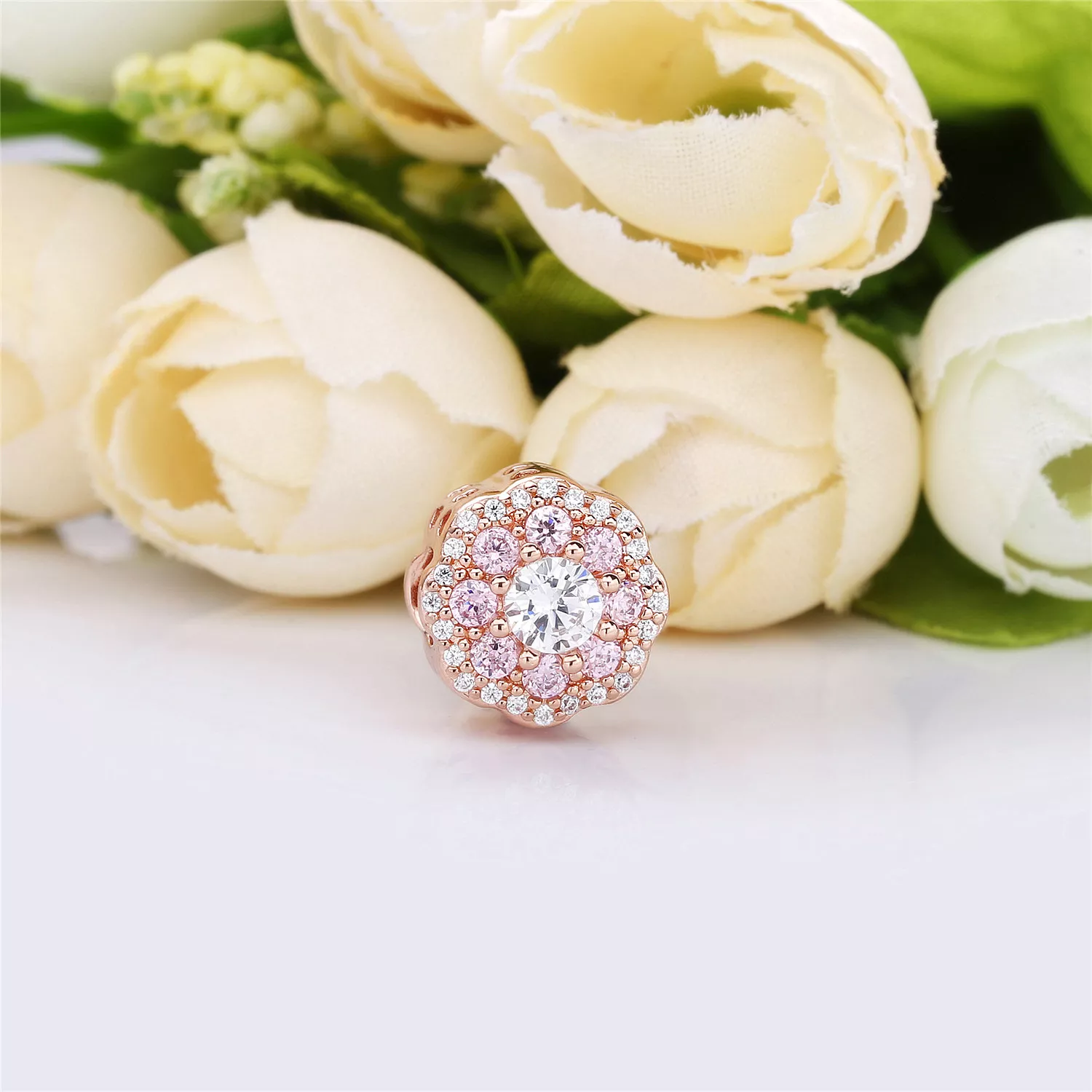 Charm berloques PANDORA Florescer Rosa