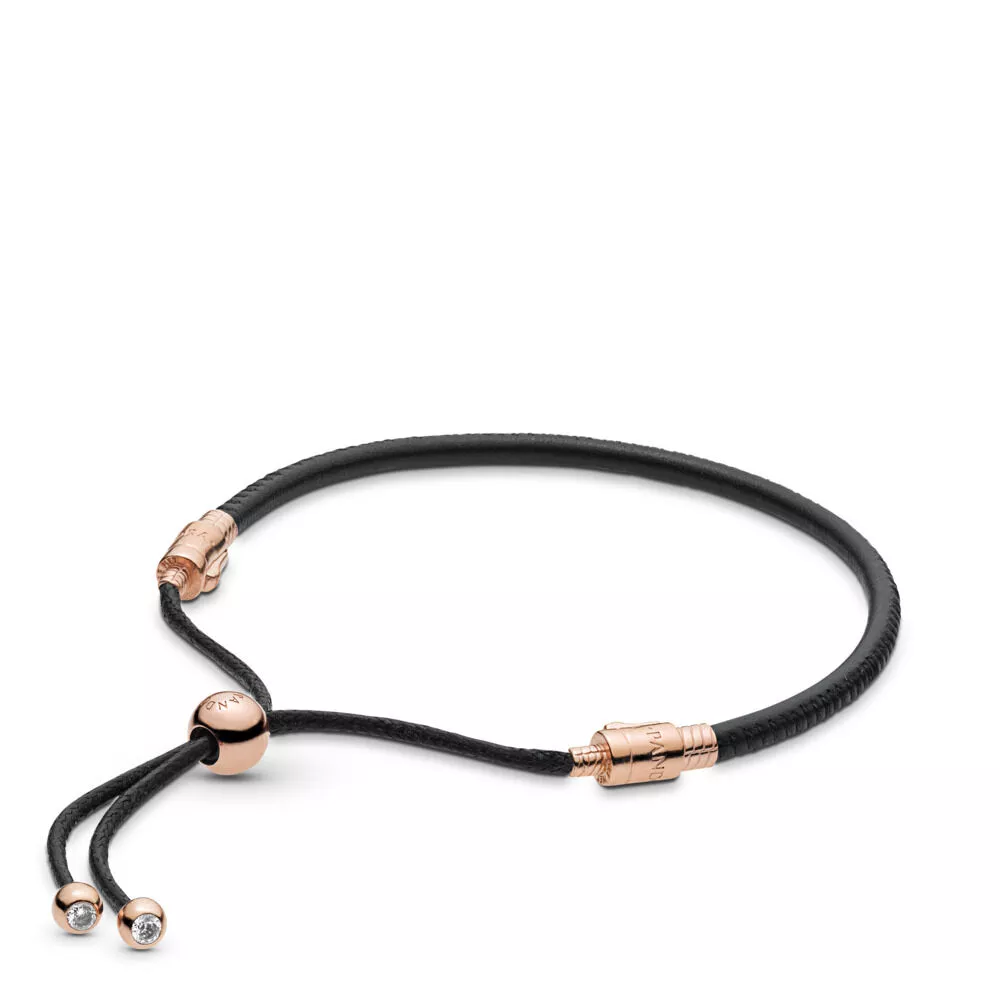 Bracelete Pandora Rose™ Cordão De Couro Preto - 588059CBK