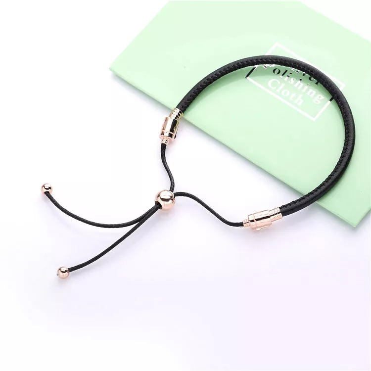 Bracelete Pandora Rose™ Cordão De Couro Preto - 588059CBK