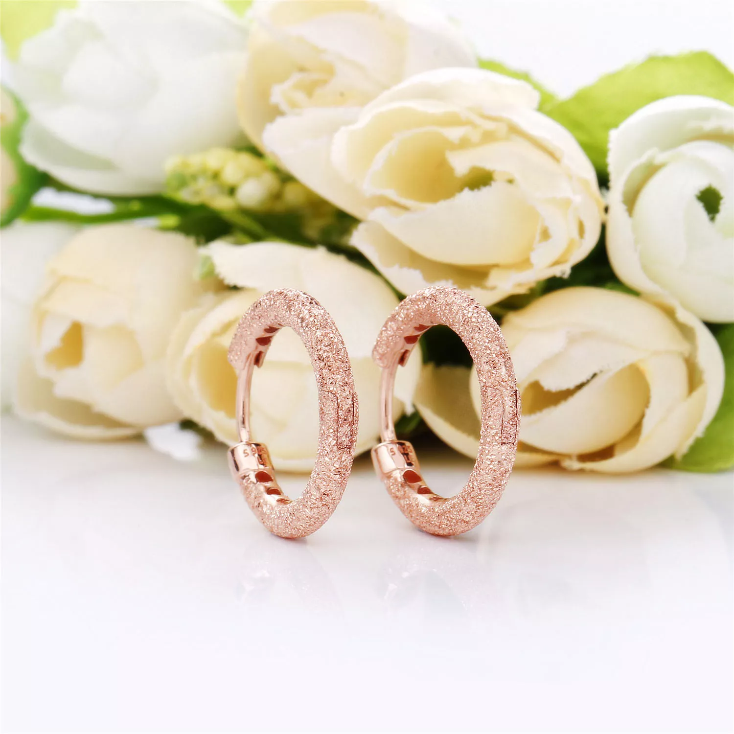 Brinco Argolas Brilho fosco Pandora Rosa - 287930