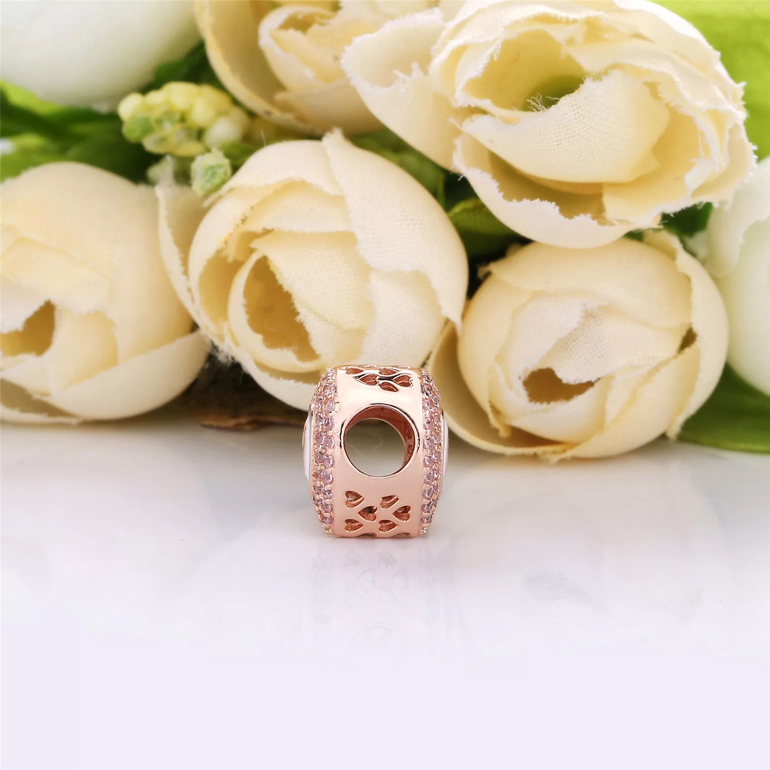 Charm Corações em Copas Pandora Rosa - 788097NPR