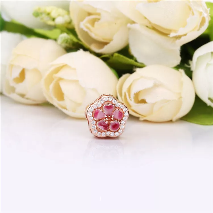 Charm Flor de Flor de Pêssego Cintilante Pandora Rosa - 788079CZ