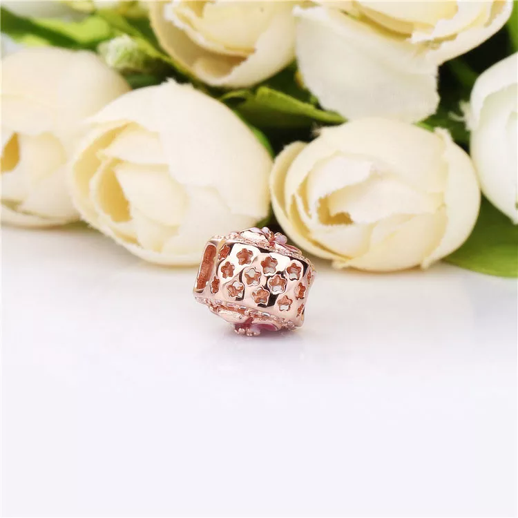 Charm Flor de Flor de Pêssego Cintilante Pandora Rosa - 788079CZ