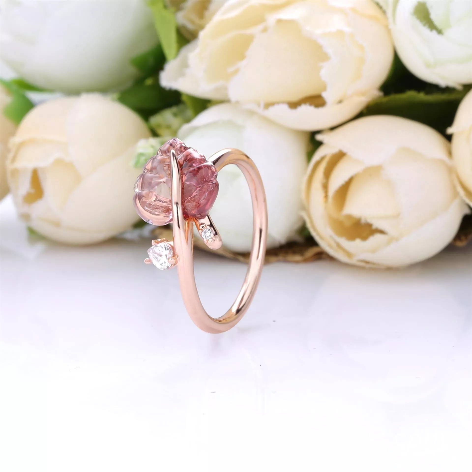 Anel Vidro Murano Rosa & Sai Pandora Rose - 188319PMU