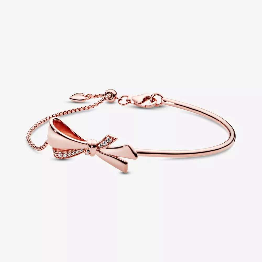 Bracelete Pandora Rígido Laço ornamentado Rosa - 587242CZ